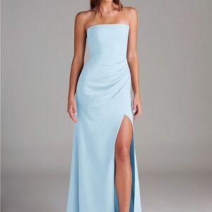 Azazie Strapless Sky Blue Gown